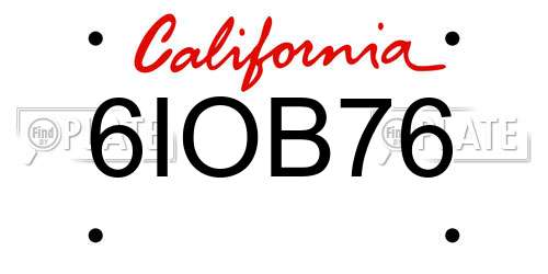 6IOB76 California License Plate
