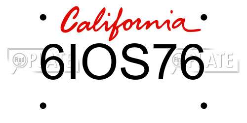 6IOS76 California License Plate