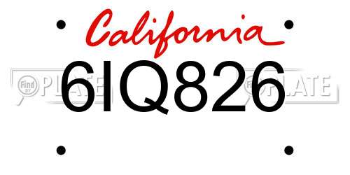 6IQ826 California License Plate