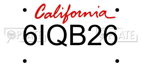 6IQB26 California License Plate