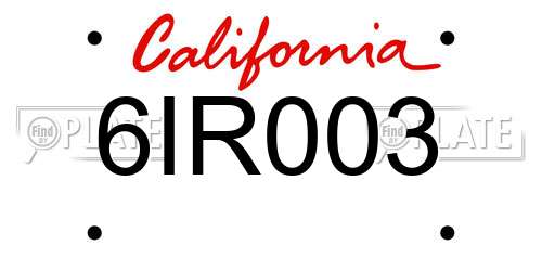6IR003 California License Plate