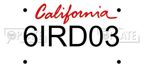 6IRD03 California License Plate