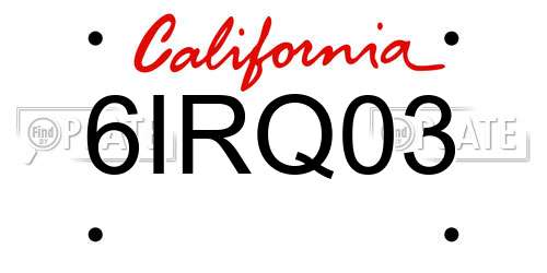 6IRQ03 California License Plate