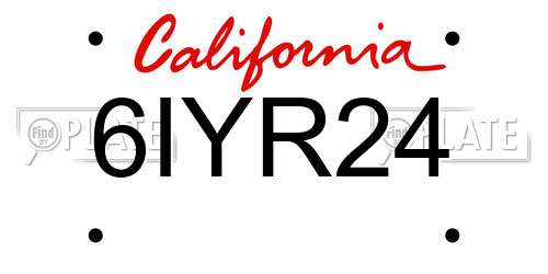 6IYR24 California License Plate