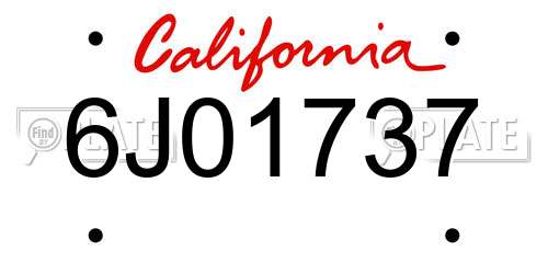 6J01737 California License Plate
