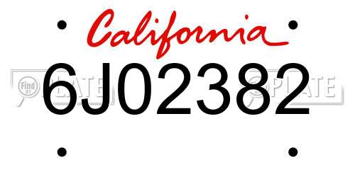 6J02382 California License Plate