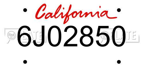 6J02850 California License Plate