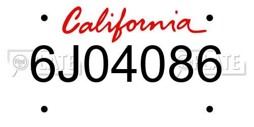 6J04086 California License Plate