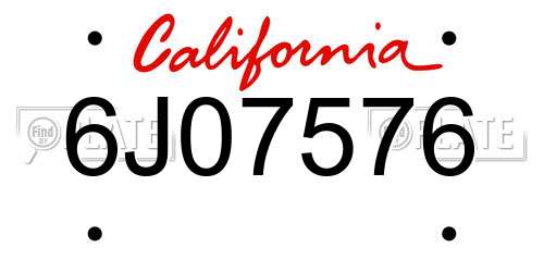 6J07576 California License Plate