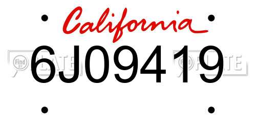 6J09419 California License Plate