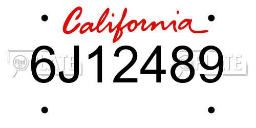 6J12489 California License Plate