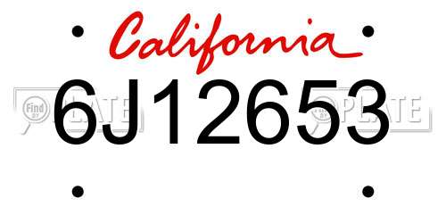 6J12653 California License Plate
