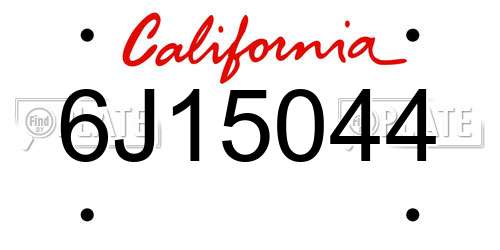 6J15044 California License Plate