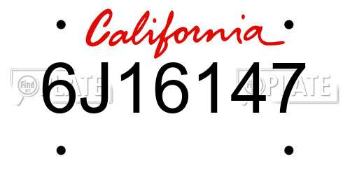 6J16147 California License Plate
