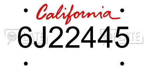 6J22445 California License Plate
