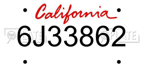 6J33862 California License Plate