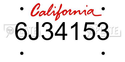 6J34153 California License Plate