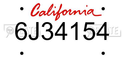 6J34154 California License Plate