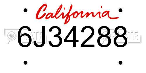6J34288 California License Plate