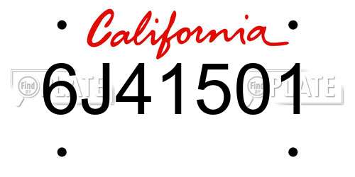6J41501 California License Plate