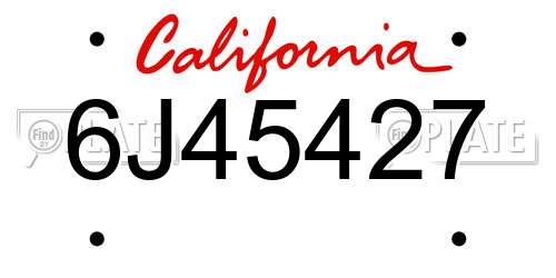6J45427 California License Plate