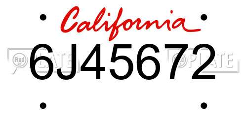 6J45672 California License Plate