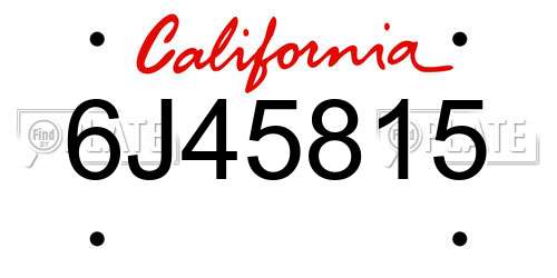 6J45815 California License Plate