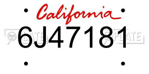6J47181 California License Plate