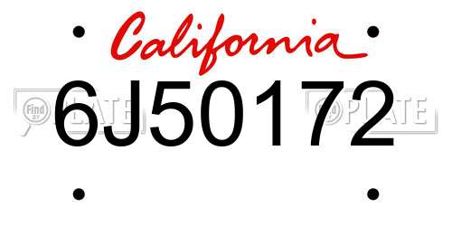6J50172 California License Plate