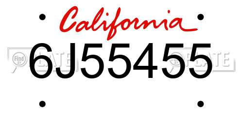 6J55455 California License Plate
