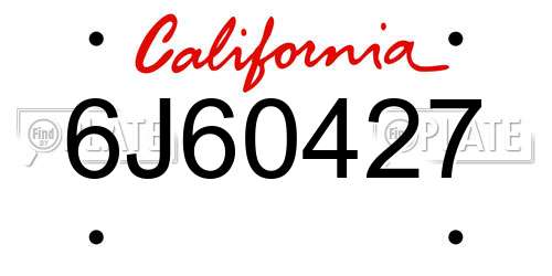 6J60427 California License Plate