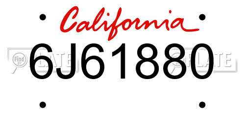 6J61880 California License Plate