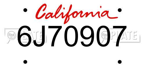 6J70907 California License Plate