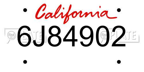 6J84902 California License Plate