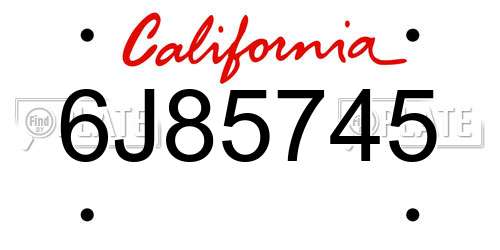 6J85745 California License Plate