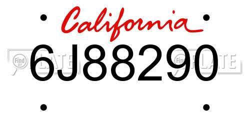 6J88290 California License Plate
