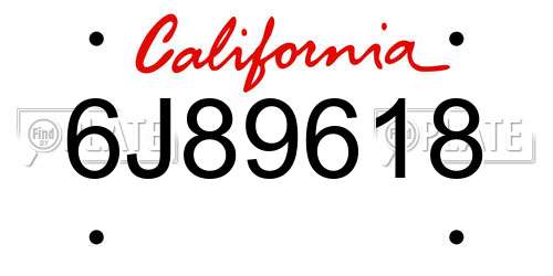6J89618 California License Plate