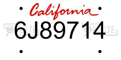 6J89714 California License Plate