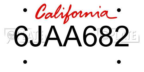 6JAA682 California License Plate