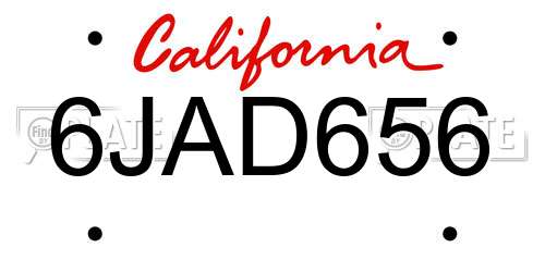 6JAD656 California License Plate