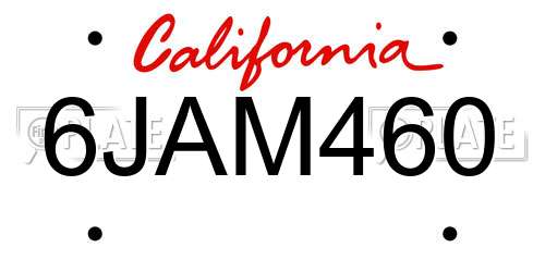 6JAM460 California License Plate