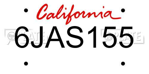 6JAS155 California License Plate