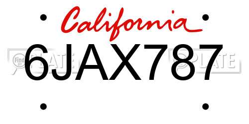 6JAX787 California License Plate