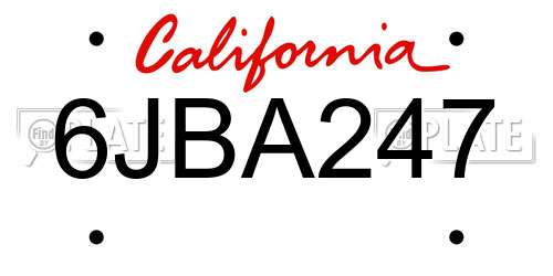 6JBA247 California License Plate