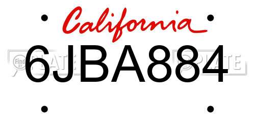 6JBA884 California License Plate