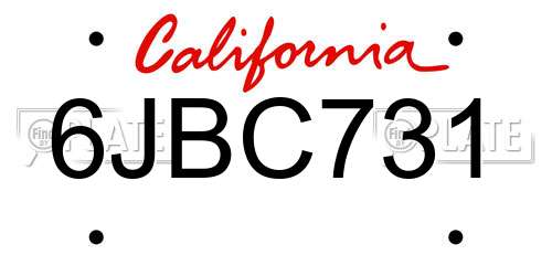 6JBC731 California License Plate