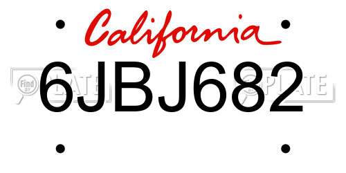 6JBJ682 California License Plate