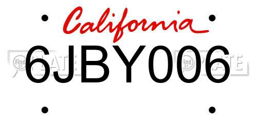 6JBY006 California License Plate