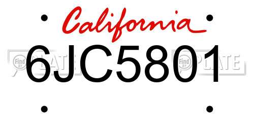 6JC5801 California License Plate