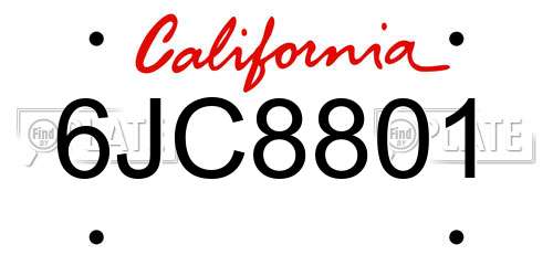 6JC8801 California License Plate